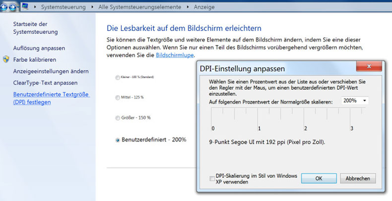 Windows-7-Skalierung